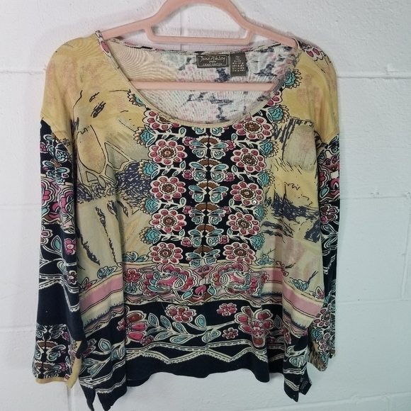 Vtg 90s y2k floral mixed print embellished shirt - Picture 2 of 9